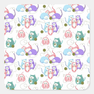 3 kleine Kittens breien! Vierkante Sticker