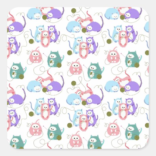 3 kleine Kittens breien! Vierkante Sticker (Voorkant)