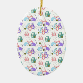 3 Kleine Kittens Knitting! Keramisch Ornament