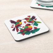 3 kleine Reggae vogels Bier Onderzetter (Linkerzijde)