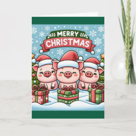 3 kleine varkens die een vrolijk kerstfeest wensen bedankkaart