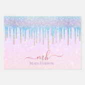 3 Kleur Chic Kleurrijke Girly Glitter Drips Inpakpapier Vel (Voorkant 2)