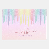 3 Kleur Chic Kleurrijke Girly Glitter Drips Inpakpapier Vel (Voorkant)