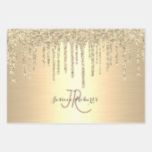 3 Kleur Chic Monogram Girly Glitter Drips Inpakpapier Vel (Voorkant 3)