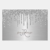 3 Kleur Chic Monogram Girly Glitter Drips Inpakpapier Vel (Voorkant 2)