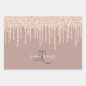 3 Kleur Chic Monogram Girly Glitter Drips Inpakpapier Vel (Voorkant 2)