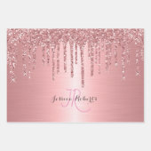 3 Kleur Chic Monogram Girly Glitter Drips Inpakpapier Vel (Voorkant)