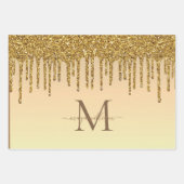 3 Kleur Glitter Drips Gepersonaliseerde Monogram N Inpakpapier Vel (Voorkant 2)