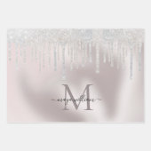 3 Kleur Glitter Drips Gepersonaliseerde Monogram N Inpakpapier Vel (Voorkant)