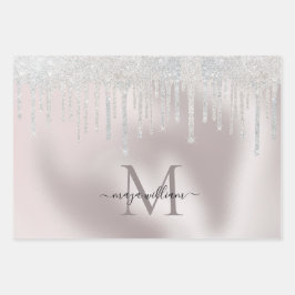 3 Kleur Glitter Drips Gepersonaliseerde Monogram N Inpakpapier Vel