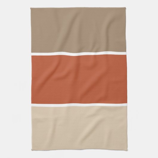 3 Kleurblok Bruin Terracotta Beige Theedoek (Verticaal)