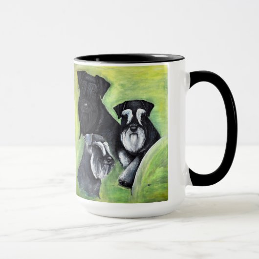 3 kleuren miniatuur schnauzers cup mok (Rechts)