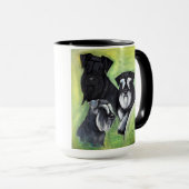 3 kleuren miniatuur schnauzers cup mok (Voorkant rechts)