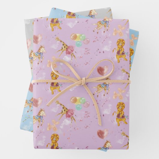 3-kleuren Savanna Flat Wrapping Paper 3 vellen (In situ)