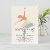 3 kleuren Silhouet Ballerina Verjaardagsfeest Kaart (Staand voorkant)