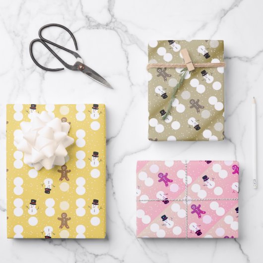 3 kleuren snowman en keukenbrood inpakpapier vel (Voorkant)