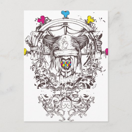 3 kleurenkunst briefkaart (Voorkant)