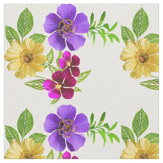 3 Kleurige Bloemen Stof (Close Up)