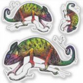 3 Kleurrijke kameleonhagedis Sticker (Voorkant)