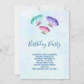 3 Kleurrijke Pastel Waterverf Vlinders Verjaardag Kaart (Voorkant)