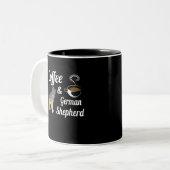 3 koffie en Duitse herder Tweekleurige Koffiemok (Voorkant links)