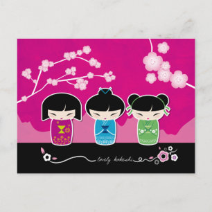 3 Kokeshi-briefkaart Briefkaart