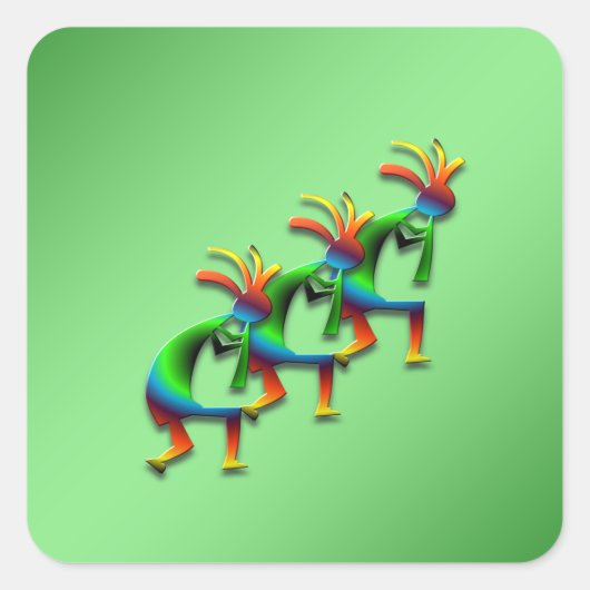 3 Kokopelli #29 Vierkante Sticker (Voorkant)