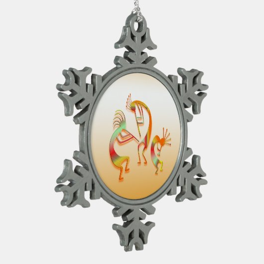 3 Kokopelli #51a Tin Sneeuwvlok Ornament (Links)