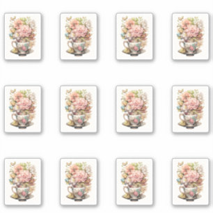 3 kopje bloemen sticker