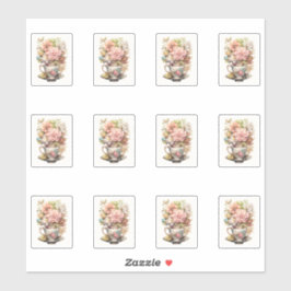 3 kopje bloemen sticker