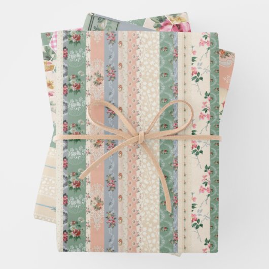 3 Koulage Katoen behangselpapier Ephemera-vellen Inpakpapier Vel (In situ)