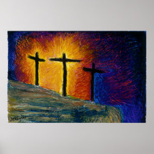 3 kruisen: "Vandaag ben je bij me in het Paradijs" Poster