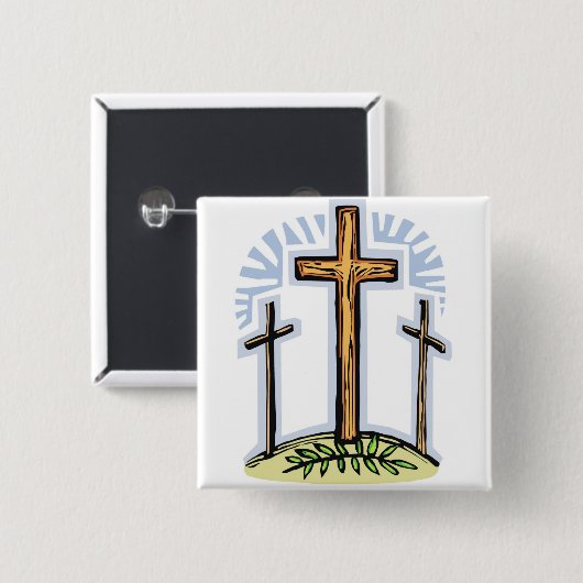 3 kruisingen vierkante button 5,1 cm (Voorkant /achterkant)