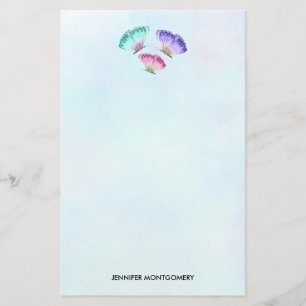 3 Kute Colorful Pastel Waterverf Butterflies Briefpapier