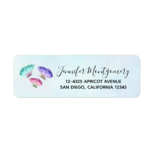 3 Kute Colorful Pastel Waterverf Butterflies Etiket