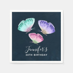 3 Kute Colorful Pastel Waterverf Butterflies Servet