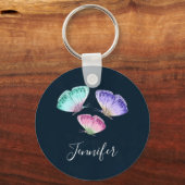 3 Kute Colorful Pastel Waterverf Butterflies Sleutelhanger (Voorkant)