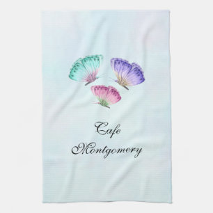 3 Kute Colorful Pastel Waterverf Butterflies Theedoek