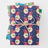 3 🎾 Kute kerstdwergen met tennisbal Inpakpapier Vel (In situ)