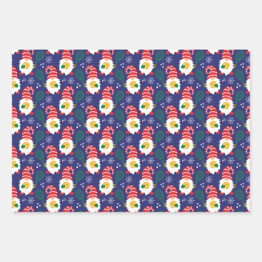 3 🎾 Kute kerstdwergen met tennisbal Inpakpapier Vel (Voorkant)