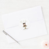 3 Laags Taart Moderne Elegante Rustieke Bruidsdouc Ronde Sticker (Envelop)