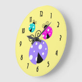 3 Ladybugs in Paarse roze en blauw Grote Klok (Hoek)