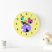 3 Ladybugs in Paarse roze en blauw Grote Klok (Huis)