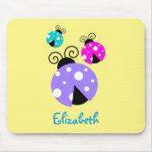 3 Ladybugs in Paarse roze en blauw op maat Muismat (Voorkant)