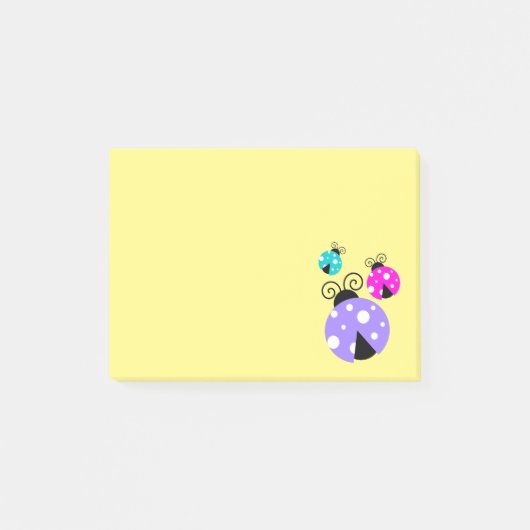 3 Ladybugs in Paarse roze en blauw Post-it® Notes (Voorkant)