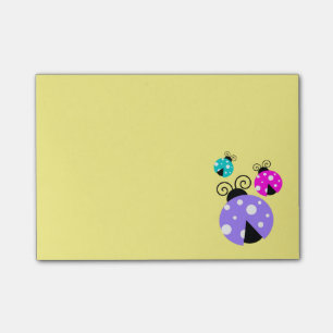 3 Ladybugs in Paarse roze en blauw Post-it® Notes