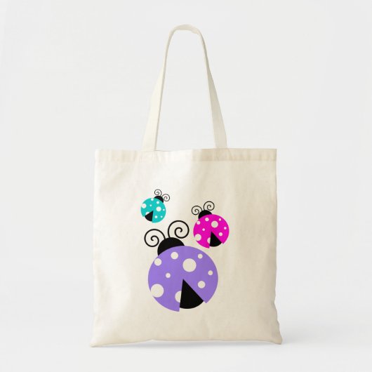3 Ladybugs in Paarse roze en blauw Tote Bag (Voorkant)