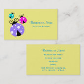 3 Ladybugs in Paarse roze en blauw Visitekaartje (Voorkant / Achterkant)