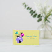 3 Ladybugs in Paarse roze en blauw Visitekaartje (Staand voorkant)