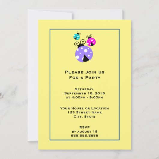 3 Ladybugs in Paarse roze en blauwe generische par Kaart (Voorkant)